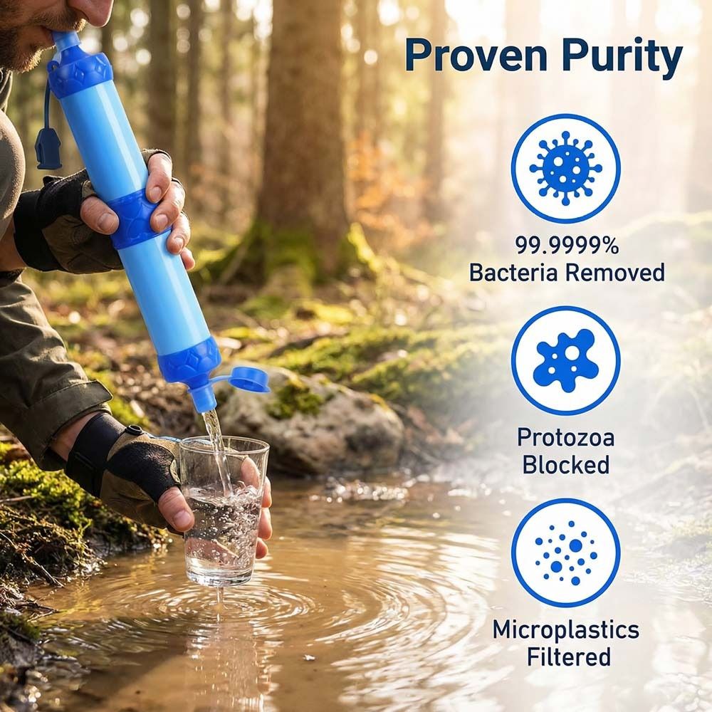Water Purification Straw - หลอดกรองน้ำขนาดเล็ก สำหรับกรองน้ำดื่มโดยตรง หลอดกรองน้ำเพื่อการเอาตัวรอด