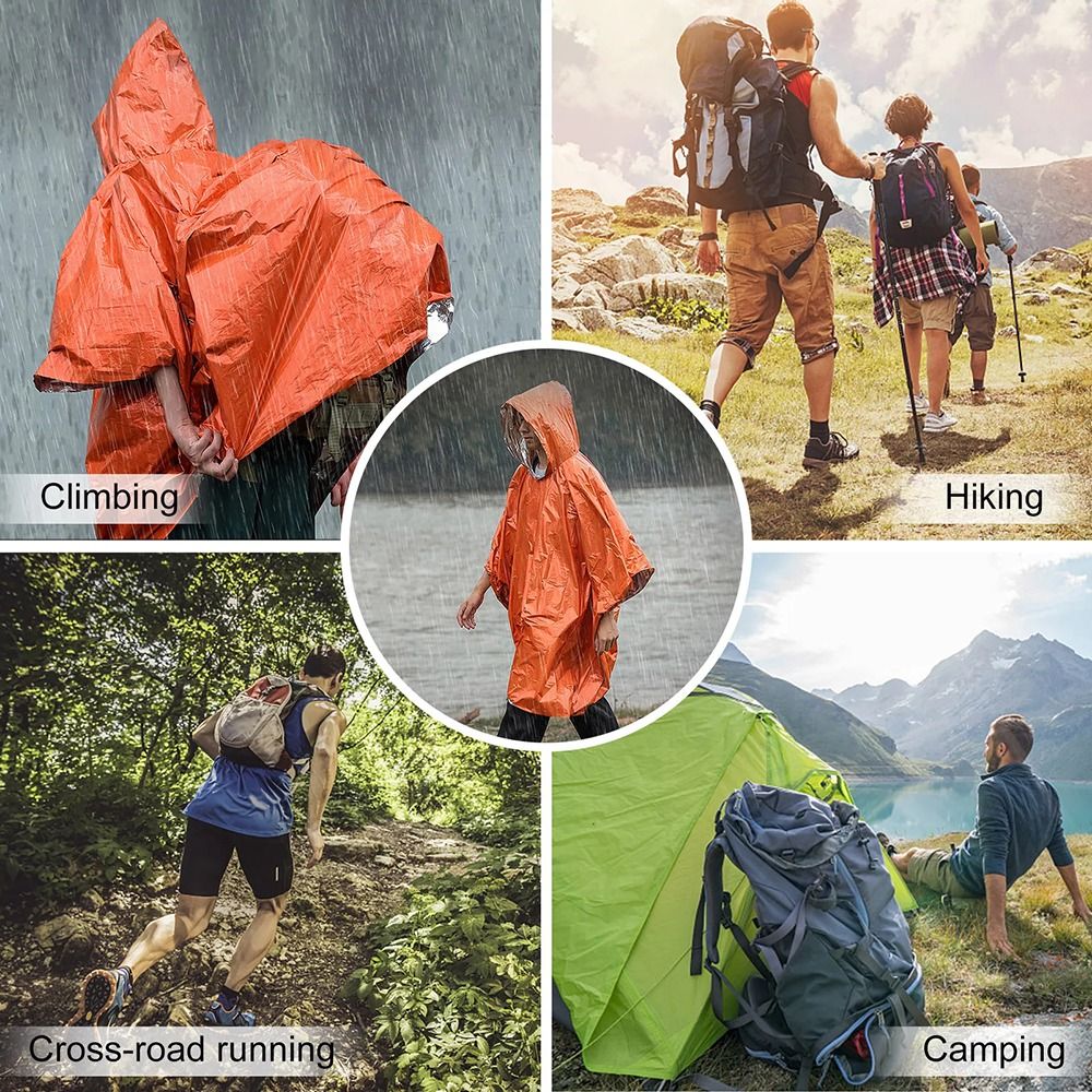 เสื้อกันฝนสำหรับเดินป่าและท่อง - Emergency Poncho Rain บทวิจารณ์และราคา
