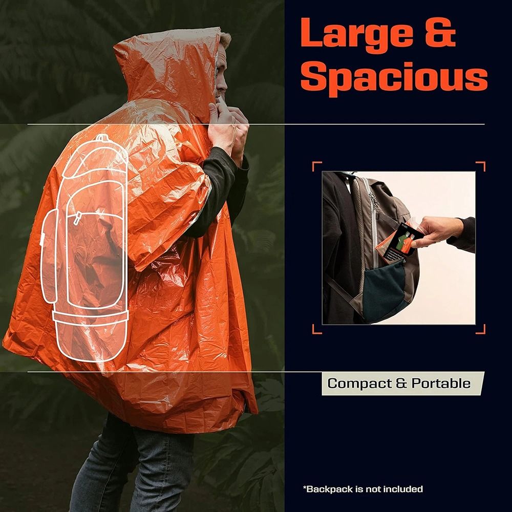 เสื้อกันฝนสำหรับเดินป่าและท่อง - Emergency Poncho Rain บทวิจารณ์และราคา